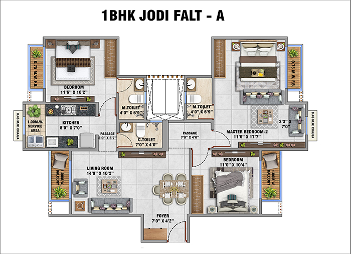 Layout for Large Corporate Offices at Raheja WTC Navi Mumbai
